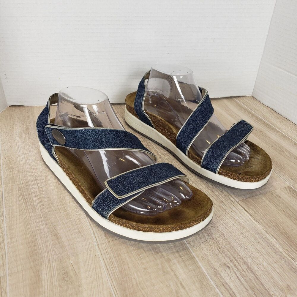 Aetrex Camila Black Comfort Sandals Hook and Loop Closure Women's Size 10